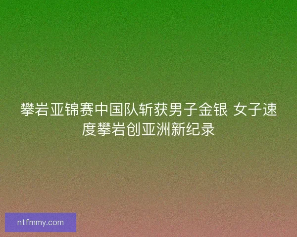 攀岩亚锦赛中国队斩获男子金银 女子速度攀岩创亚洲新纪录